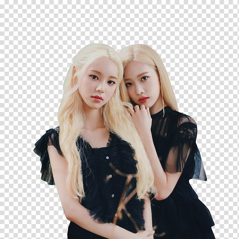 JinSoul LOONA, two women standing side transparent background PNG clipart