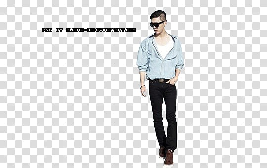 BAP, man wearing blue and dress shirt and black pants transparent background PNG clipart