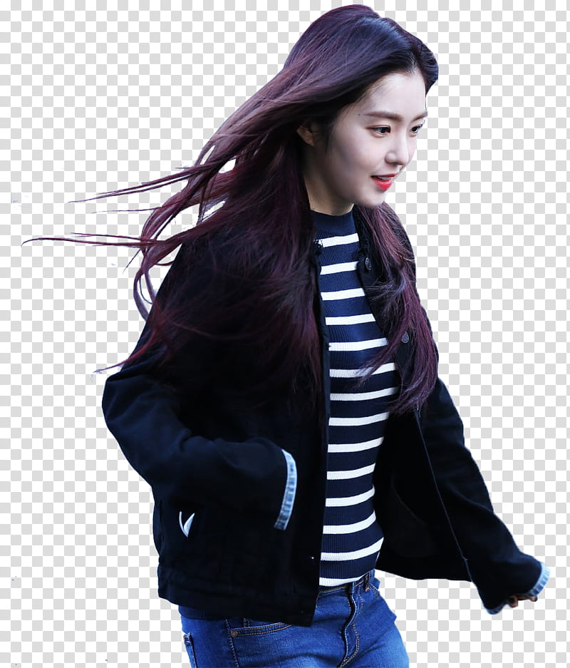 IRENE RED VELVET, running woman wearing black jacket transparent background PNG clipart