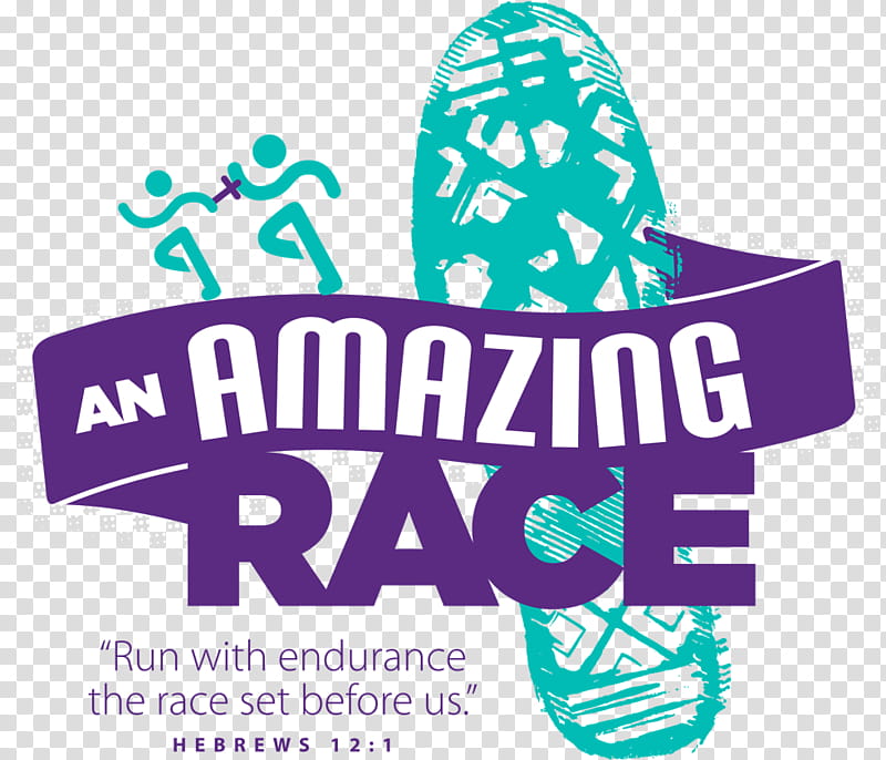 Graphic, Logo, Amazing Race, Hebrews 12, Blue, Text, Purple, Aqua transparent background PNG clipart