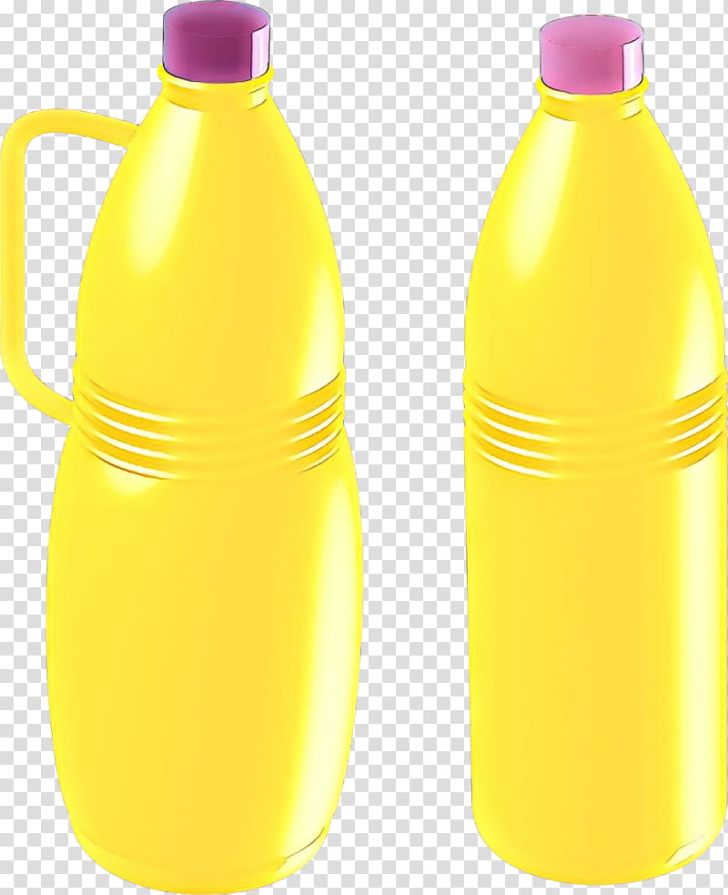 Plastic bottle, Cartoon, Water Bottle, Yellow, Drinkware, Tableware, Vacuum Flask, Orange Soft Drink transparent background PNG clipart