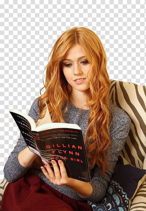 Katherine McNamara, woman reading book while sitting on sofa transparent background PNG clipart