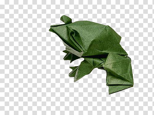 Origami, green frog origami paper art transparent background PNG clipart