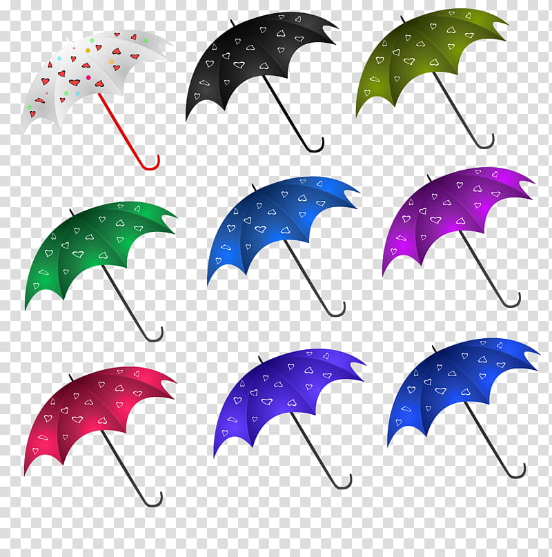 Rainy Days, nine assorted-color umbrellas illustration transparent background PNG clipart