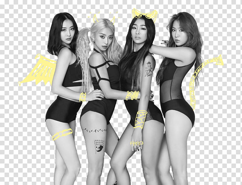 Sistar , group of four women wearing bikini sets transparent background PNG clipart