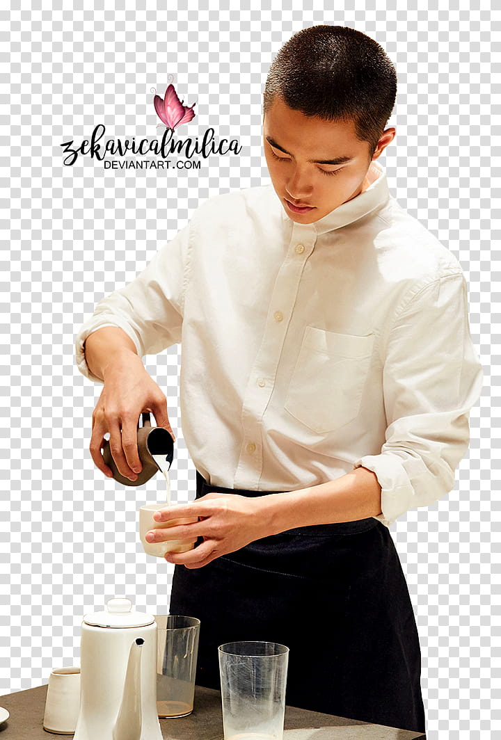 EXO Universe, man pouring milk on cup transparent background PNG clipart