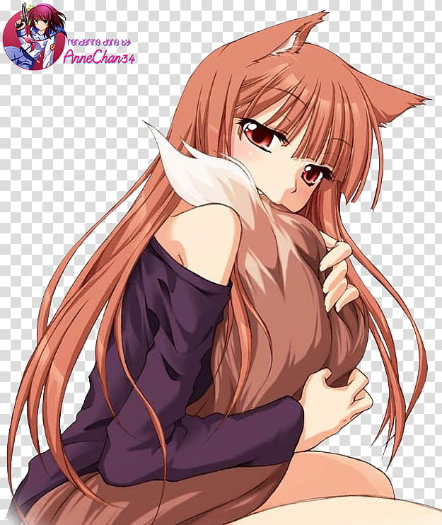 Spice and Wolf render, Holo Ookami to Koushinryou anime character transparent background PNG clipart