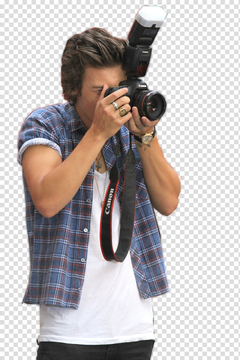 One Direction, man holding DSLR camera transparent background PNG clipart