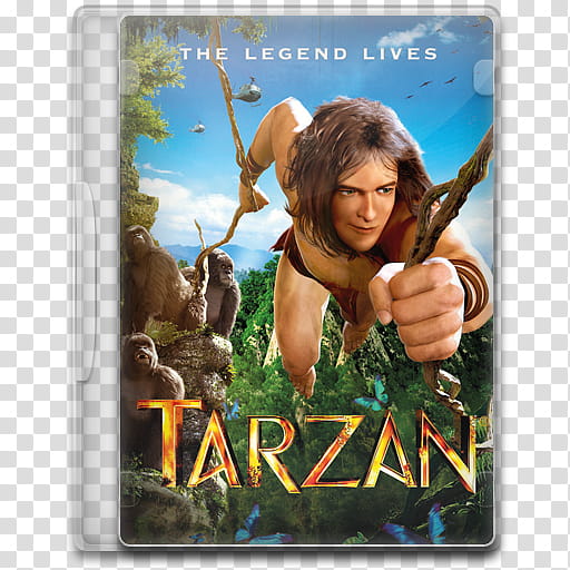 Movie Icon Mega , Tarzan (), The Legend Lives Tarzan DVD case transparent background PNG clipart