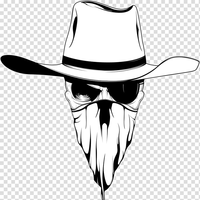 skull with cowboy hat drawing