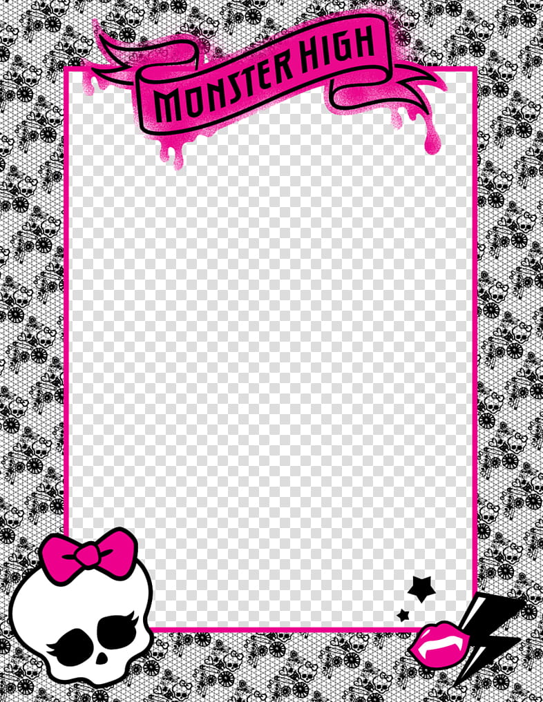 Monster High, white and pink Monster High frame transparent background PNG clipart