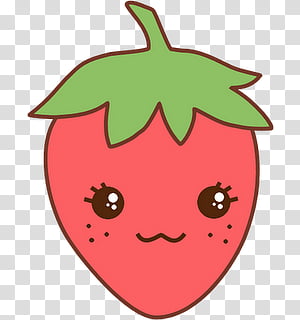 Cosas kawaii, red strawberry character emoji sticker transparent