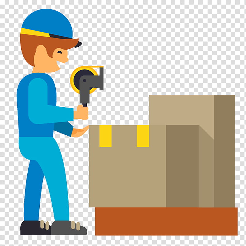 Cardboard Box, Packaging And Labeling, Distribution Center, Logistics, Warehouse, Pallet, Cartoon, Construction Worker transparent background PNG clipart