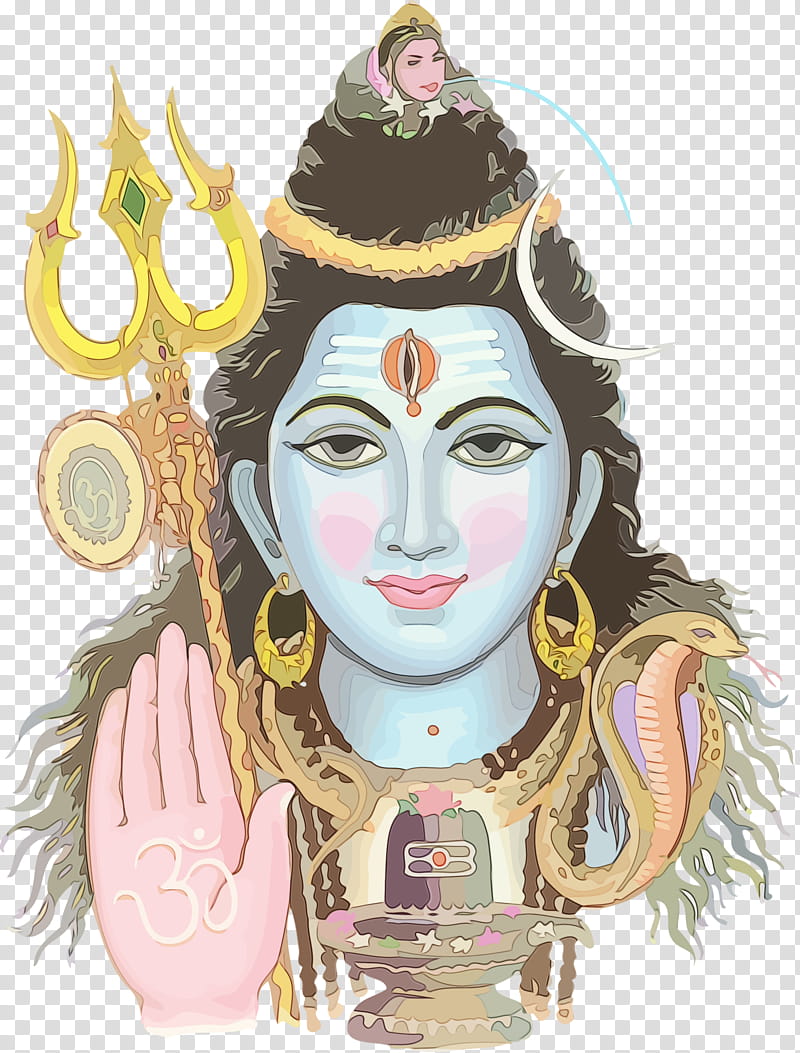 head forehead headpiece black hair temple, Maha Shivaratri, Happy Shivaratri, Lord Shiva, Watercolor, Paint, Wet Ink, Mythology transparent background PNG clipart