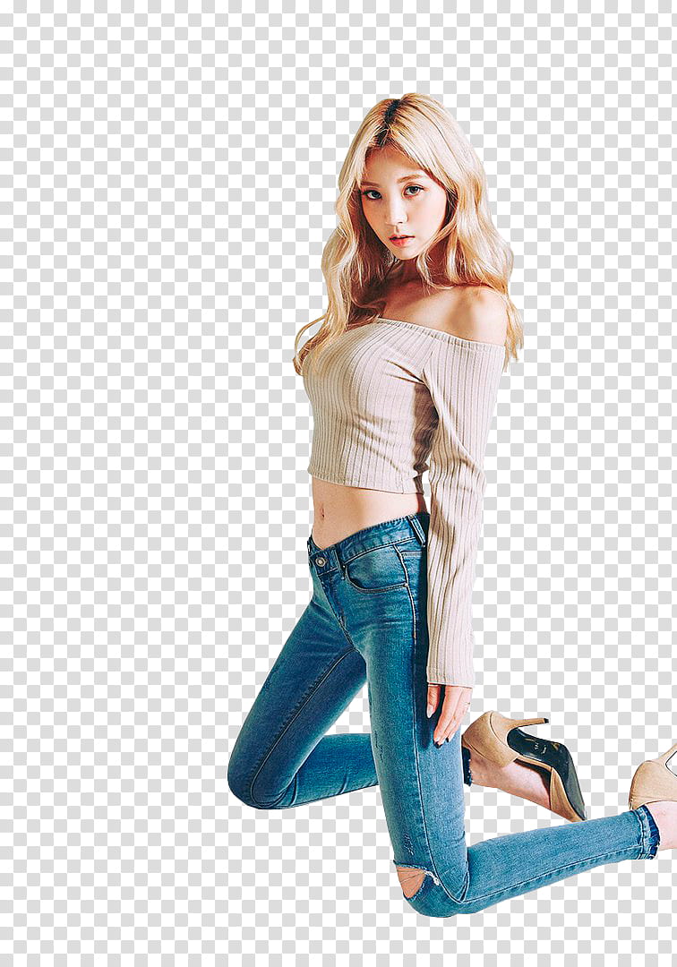 CHAE EUN, woman in blue jeans transparent background PNG clipart