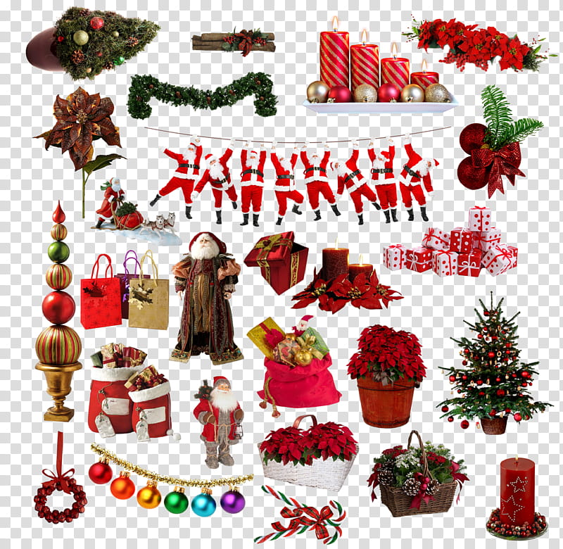 Navidad cosas, assorted Christmas decors transparent background PNG clipart