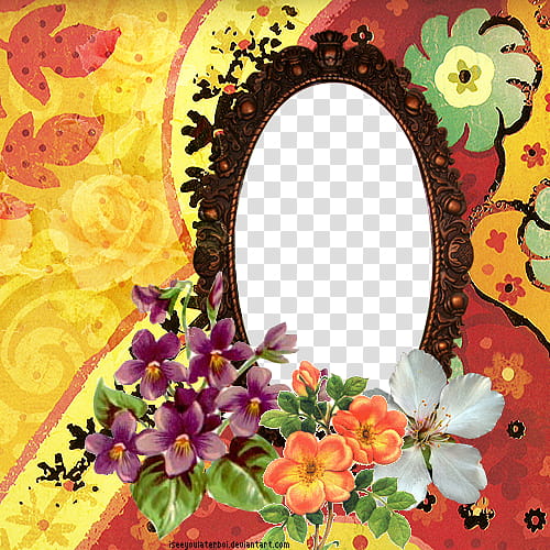 Texture XVIII, multicolored floral mirror frames transparent background PNG clipart