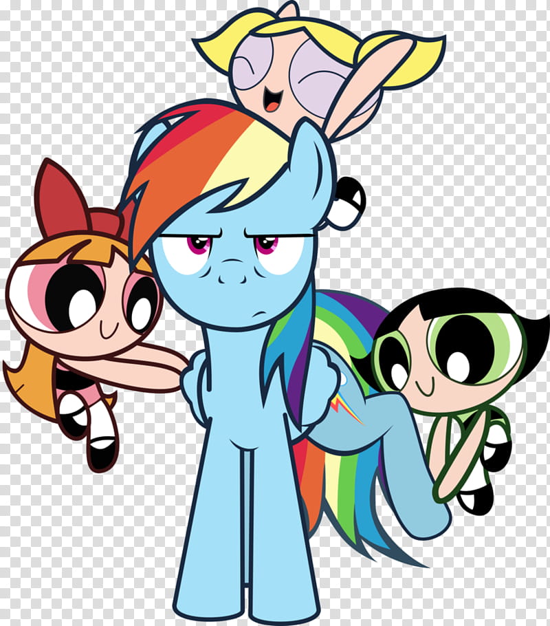 Rainbow Dash is not amused, Rainbow Dash and Power Puff Girls characters transparent background PNG clipart