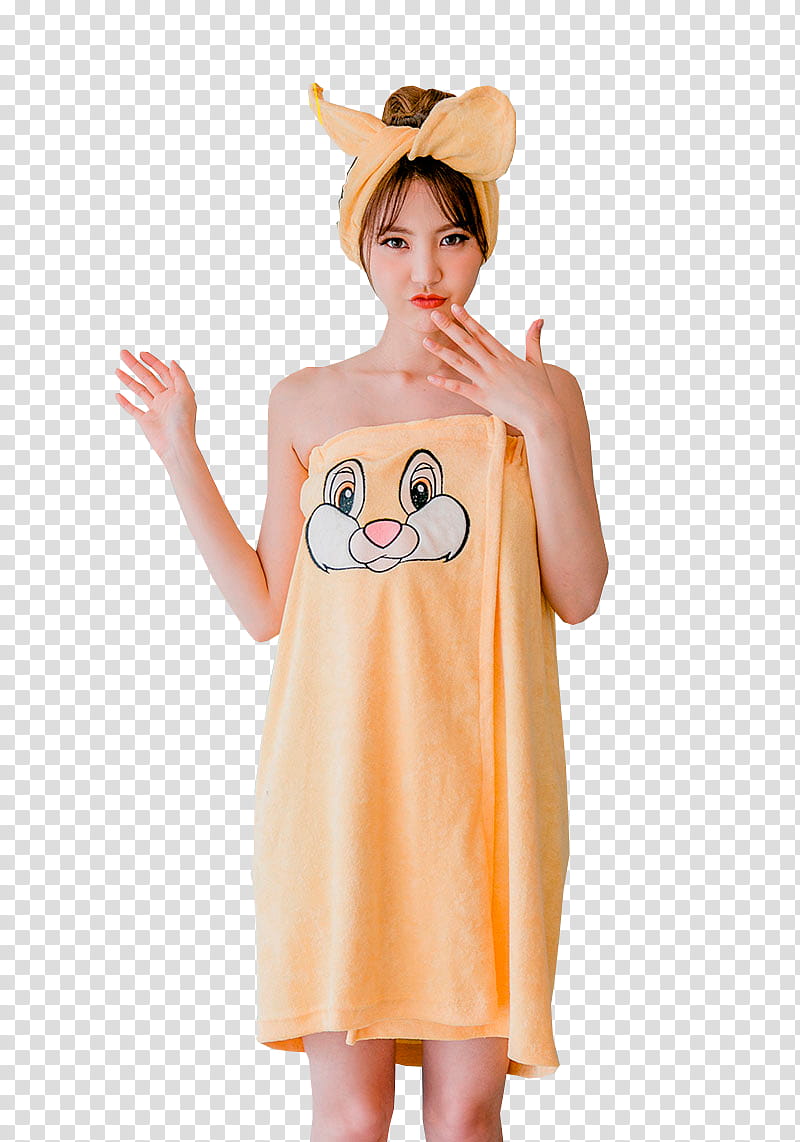CHAE EUN, woman wearing a towel only transparent background PNG clipart