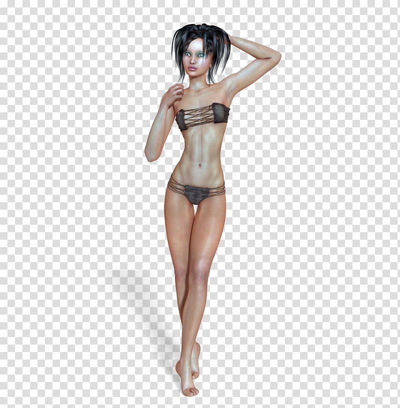 D model , woman in gray bikini transparent background PNG clipart