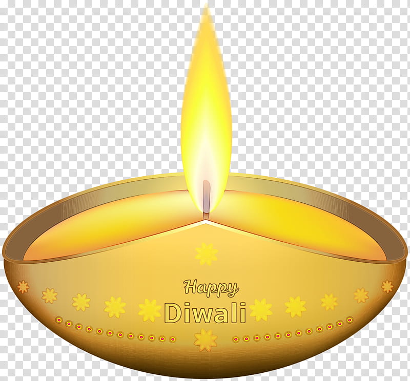 Diwali, Watercolor, Paint, Wet Ink, Yellow, Candle, Oil Lamp, Holiday transparent background PNG clipart