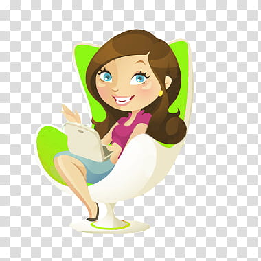 Nenas, smiling woman sitting on chair art transparent background PNG clipart