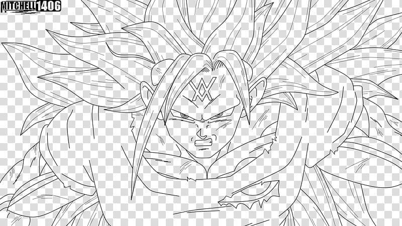 Omni Super Saiyan  Goku Line Art transparent background PNG clipart