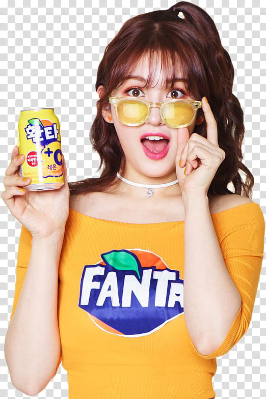 Somi FANTA, woman holding Fanta can transparent background PNG clipart