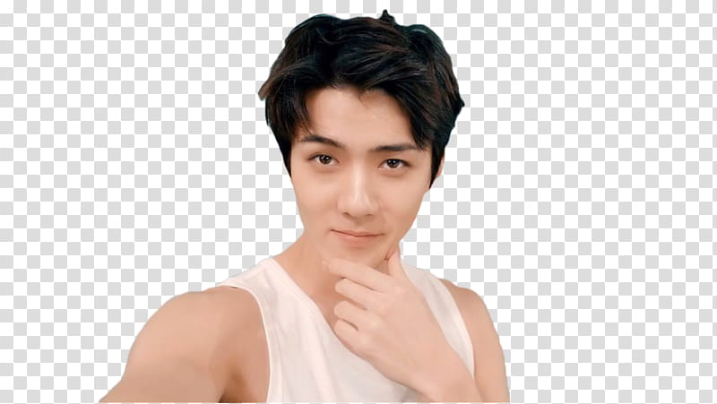 SEHUN SPAO SUMMER LIFE EXO, man wearing white tank top transparent background PNG clipart