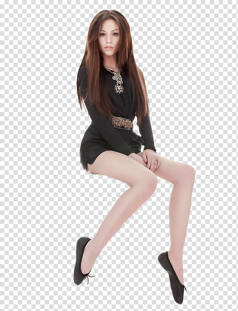 Cher Lloyd , woman sitting while wearing black long-sleeved dress transparent background PNG clipart