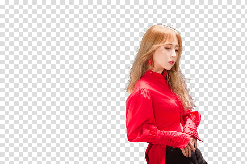 Moonbyul MAMAMOO PAINT ME, woman in red long-sleeved shirt transparent background PNG clipart
