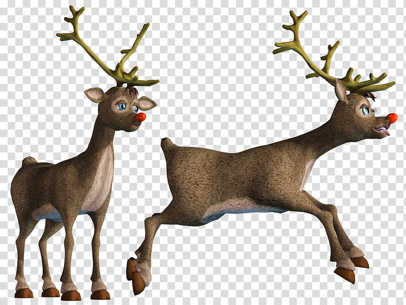 Rudolf, two brown deer transparent background PNG clipart
