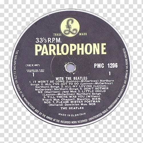 The Beatles s, Parlophone disc illustration transparent background PNG clipart