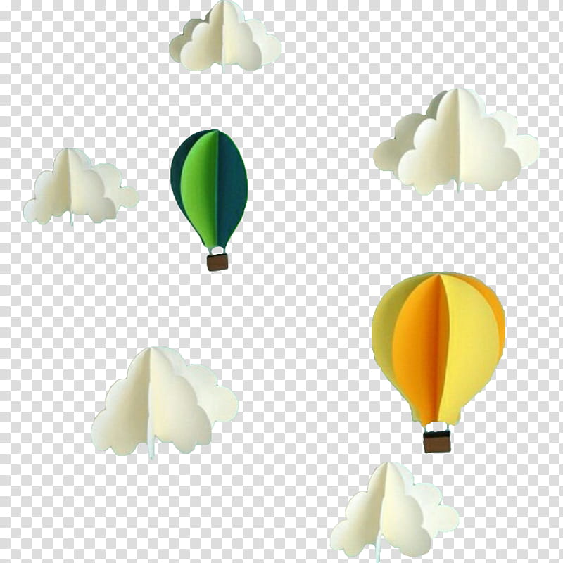 Cloudy Day Nubes, hot air balloon with clods paper decors transparent background PNG clipart