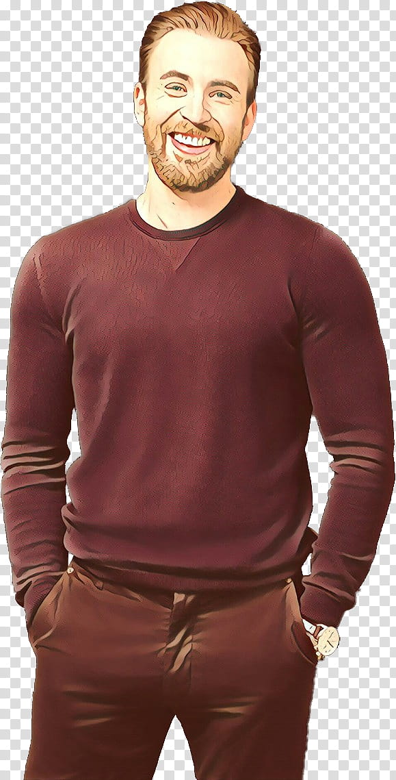 clothing sleeve long-sleeved t-shirt neck t-shirt, Cartoon, Longsleeved Tshirt, Sweater, Arm, Brown, Maroon, Standing transparent background PNG clipart