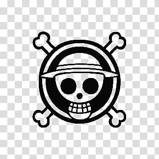 Black and white skull with cross bones logo transparent background PNG ...