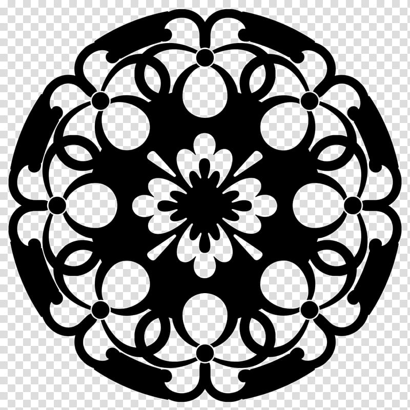 Resource HQ Kaleidoscopes, round black flower illustration transparent background PNG clipart