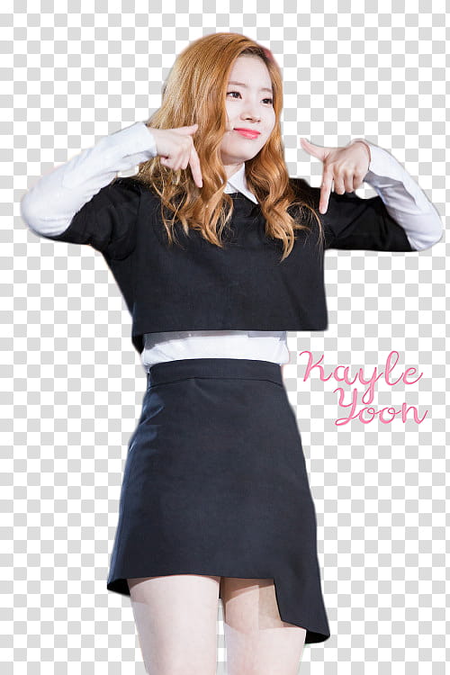 Dahyun Twice, woman in black crop top and skirt transparent background PNG clipart