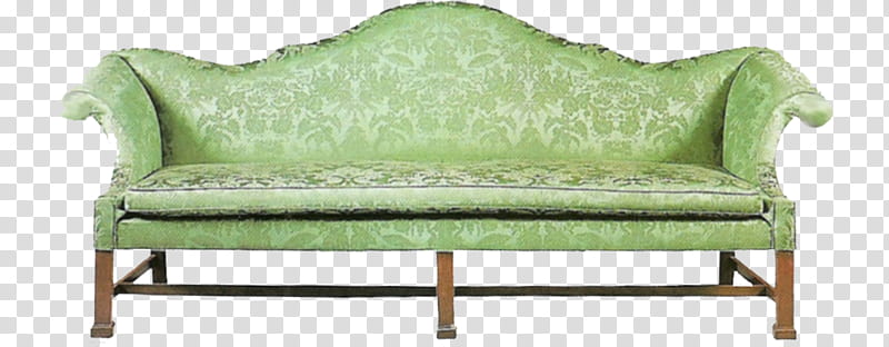 Antique furniture in , green floral fabric sofa transparent background PNG clipart