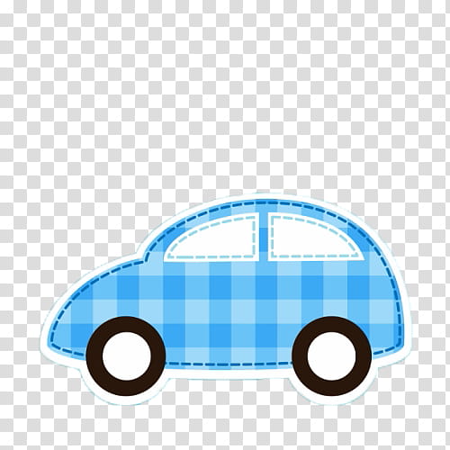 COLLECT CUTE, blue gingham car sticker transparent background PNG clipart