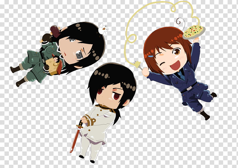.:Axis Power Hetalia:Cosplay:., three illustrations transparent background PNG clipart