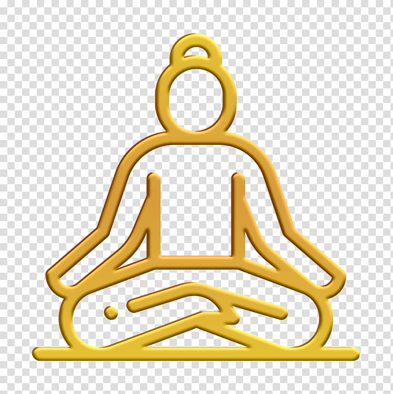 Yoga icon Padmasana icon Yoga and Mindfulness icon, Yellow, Triangle transparent background PNG clipart