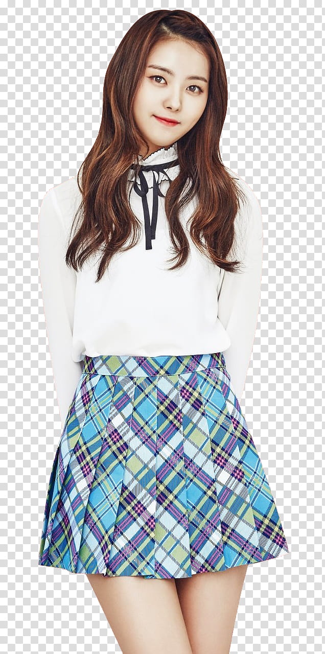 Pristin Pledis Girlz First Concert, woman wearing white long-sleeved shirt and blue pleated skirt transparent background PNG clipart