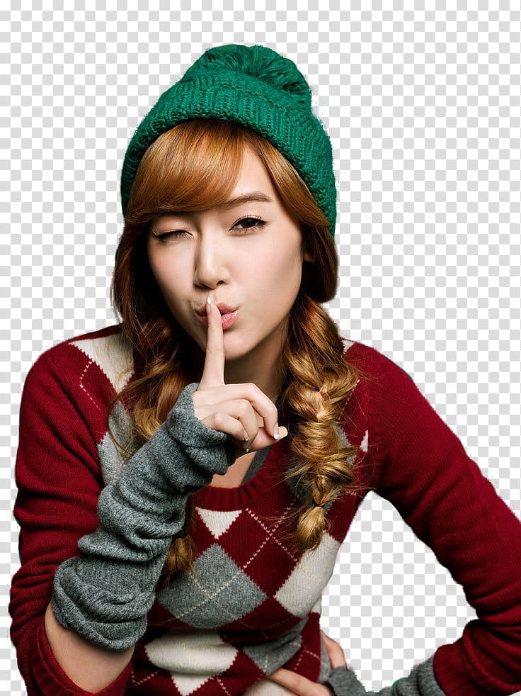 Jessica SNSD render, woman wearing green knit cap transparent background PNG clipart