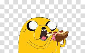 cartoon character yellow and black eating pizza transparent background PNG clipart