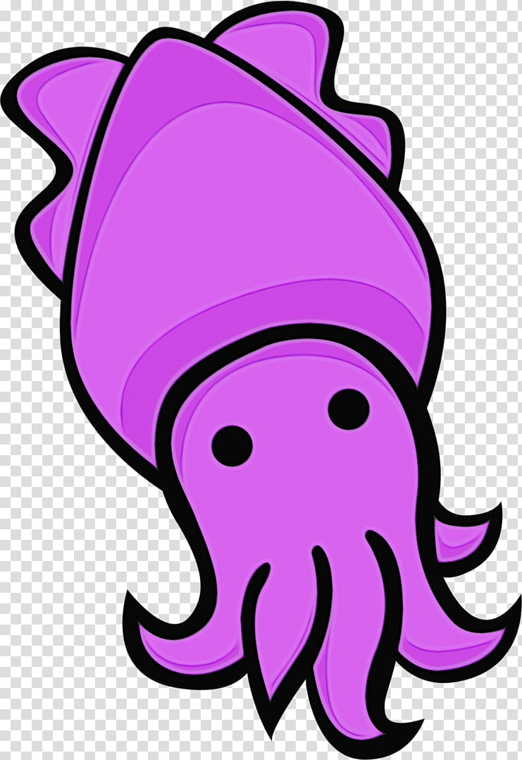 octopus purple marine invertebrates line art, Watercolor, Paint, Wet Ink, Giant Pacific Octopus transparent background PNG clipart