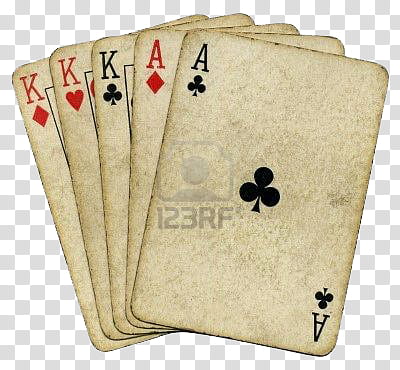 vintage, three Kings and two Aces playing cards transparent background PNG clipart