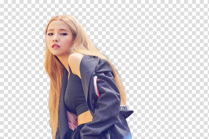 RENDER  G I DLE, woman wearing black blazer and crop top transparent background PNG clipart