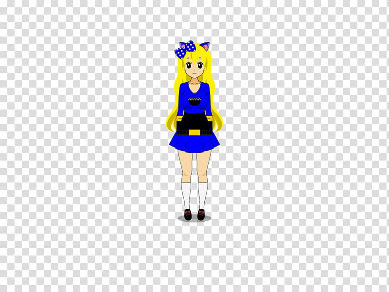 Zoe The Cutest Pokemon Trainer in kisekae, yellow haired female character in blue dress transparent background PNG clipart