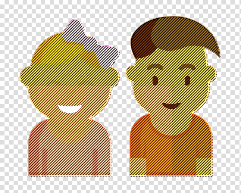 Children icon Family icon Boy icon, Cartoon, Head, Yellow, Animation, Happy, Smile transparent background PNG clipart